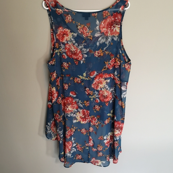 TORRID Chiffon Style Flowy Sleepless Tunic Shirt Hi Low button Up Floral… - Picture 2 of 13
